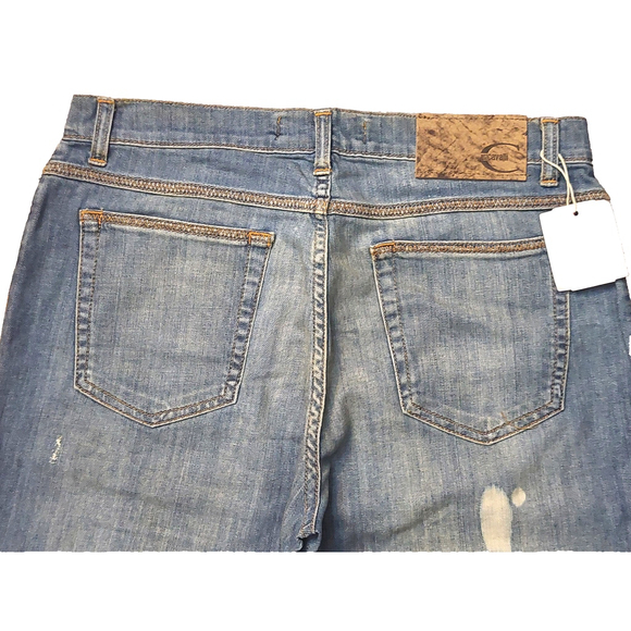 Just Cavalli Faded Distressed Zig Zag Stitch Blue Denim Bootcut Jeans Sz 32 NWT - Picture 15 of 16